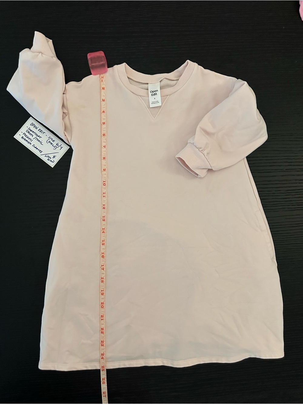 Open Edit Pale Pink Sweatshirt Dress - Sz 6 Girls